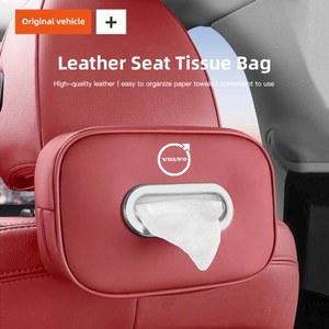 1Pcs 자동차 액세서리 볼보 호환 Rdesign Polestar AWD V50 S60 XC60 S40 XC40 XC90 V60 용 품질 가죽 자동 종이 타월 보관 가방
