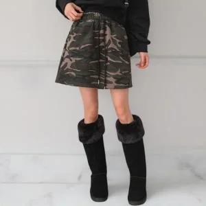 [다잇템] 여성 보온 카모 키치룩 미니스커트