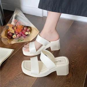 여성 키높이슬리퍼 웨지슈즈 웨지힐슬리퍼 샌들 웨지힐 슬리퍼 발편한 웨지통굽슬리퍼