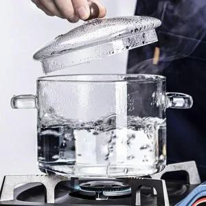 투명 내열 직화 조리용 유리 냄비