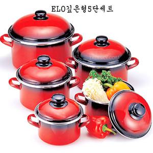 독일ELO 레드블랙 IH인덕션 법랑냄비 깊은형 5종세트/14+16+18+20+24양수