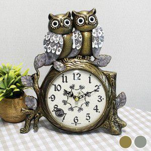 [하이아트]무소음 잉꼬 복부엉이 주물 탁상시계 HST-340