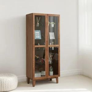 명품 고무나무 원목 장식장 B타입 유리 진열장 수납장 그릇장