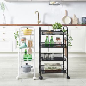 할메이드 이동식 트롤리 수납 바퀴 선반 트레이 메쉬4단