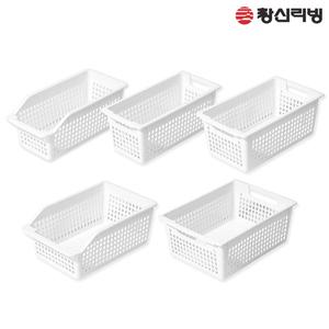 라이프 바스켓 B형 1/2/3/4/5호 다용도 바구니 화이트 플라스틱 창신리빙 수납 정리