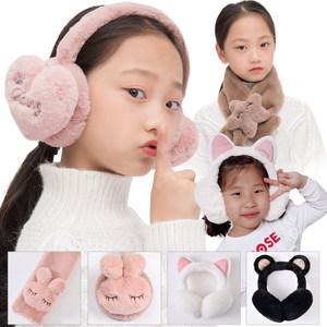 미미캐츠 밍크퍼 방한 아동목도리 아동귀마개