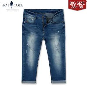 [핫코드][핫코드] 여름 남자 7부바지 스판 워싱 청반바지 HC810