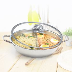 반반냄비 + 뚜껑 세트 (28cm) 훠궈 마라탕 나눔 전골 밀푀유나베 샤브샤브 라면 이유식 인덕션 스텐 냄비세트