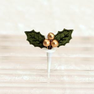 크리스마스 케익 장식 나뭇잎골드 50개입 / 케이크 데코 픽 택 픽스 토퍼 만들기