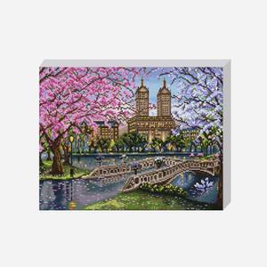 DIY 보석십자수 세트 어느 멋진 봄날 40x50cm 풍경 캔퍼스 액자형 비즈