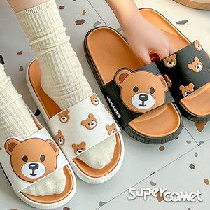 슈퍼카미트 여성 학생 사무실 경량 캐릭터 푹신한 쿠션 곰돌이 슬리퍼 ss2259