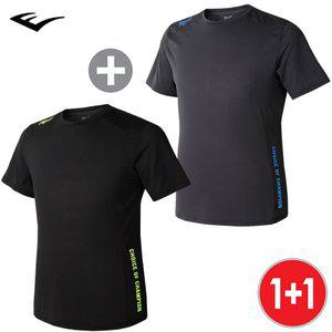 [에버라스트] 남성 남녀공용 쿨링 반팔티셔츠 E-121UBK+E-121UDG 트레이닝복 운동복 2종 세트
