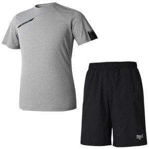 [에버라스트] 쿨링 신축성 스포츠 반팔티셔츠+우븐 스판 반바지 E-183UML+E-896PBK 상하세트