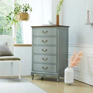 [리체갤러리] 수입수입 프렌치 엔틱가구 원목 빈티지엔틱 미엘 아담스 그레이 5단 서랍장