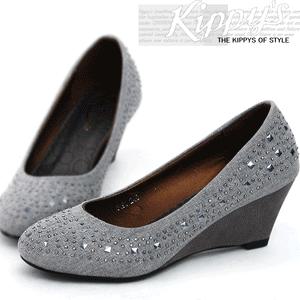 초특가한정[정품]KIPPYS 신상 6cm 찡&스터드장식 캔버스 웨지힐 구두 정장화 부티 숙녀화 BC8191 10종택일