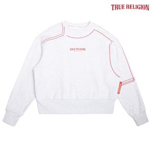 [트루릴리전][TRUE RELIGION] 패턴 라인 아트 크루넥 맨투맨 화이트멜란지