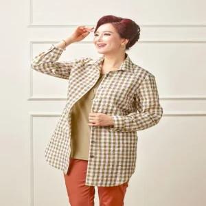 [마담엘레강스][마담엘레강스] 시어서커 체크 셔츠형 재킷 K211JK02