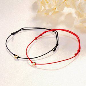 [골드앤] 14K 심플 골드볼 3mm 매듭팔찌1+1(블랙+레드)