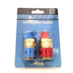 퀵커플러 커넥터 냉매 R134A 자동차 차량용 어댑터 1/4 ;남성 에어컨 파란색 저압 빨간색 고압