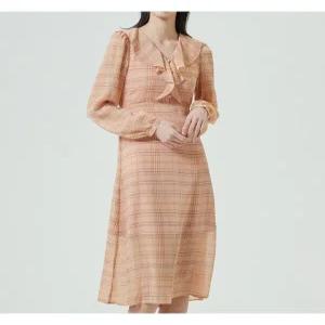 [미쏘][미쏘] 러플 옆트임 체크 원피스