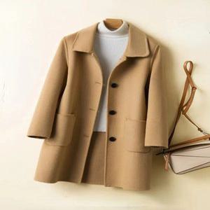 여성모직자켓 헤링본 하프코트 부드러운 편안한 스타일 밝은 색상 울 캐주얼 겨울