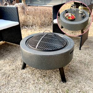 카나모 스톤화로 스탠딩 테이블형 스파크스크린 불멍 캠핑 화로대 야외 화목 장작 숯불 그릴