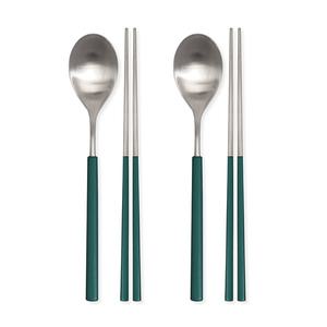 라온누리 스크래치 없는 보테 올스텐 컬러 수저세트 딥에메랄드 2벌, 1개