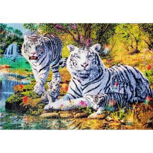 [OFM65RO8]백호 패밀리 2  패브릭  보석십자수 사각 40x60