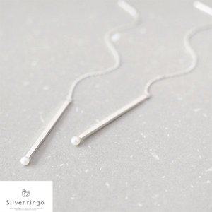 [실버링고]실버925 6월탄생석 성냥개비모양귀걸이 펄매치체인E