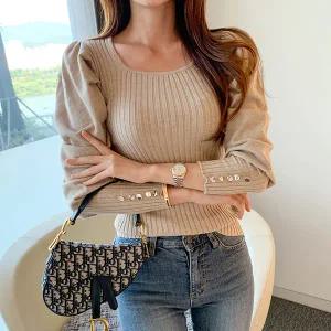 [미나그램] 비커즈 골지 퍼프 니트