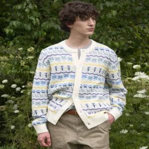 헤지스 남성 24FW [COLLECTION] 플라워 부클 라운드 가디건 HZSW4D481CR