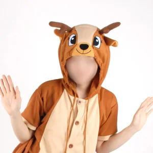 반팔 동물잠옷 꽃사슴 (브라운)