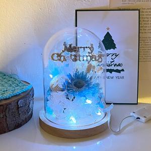 [오피스스쿨] 토단 프리저브드 겨울꽃 아크릴돔 만들기 1인세트 DIY 꽃꽂이 LED 무드등