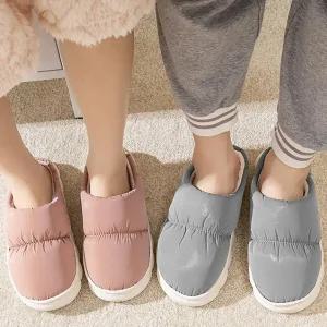 1개 + 1개 포근 패딩 슬리퍼 겨울 털실내화 방한 푹신한 사무실 키높이 층간소음방지