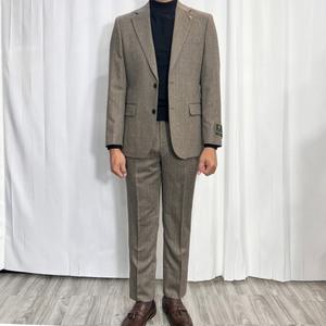 [바쏘옴므]FW 가을겨울 울99% 베이지 헤링본 체크 셋업정장 브라운 WSY4JQ54-2