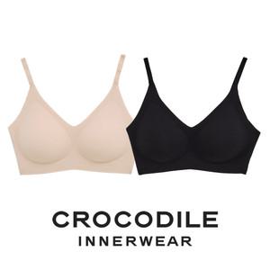 [크로커다일] 감탄브라 나일론골지 패드일체형 후크형 브라 베이지 블랙 CDWBR4P0810