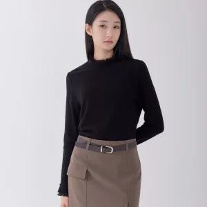 [지센] (3컬러) 골지 하프넥 긴팔 티셔츠 LFTSOA01