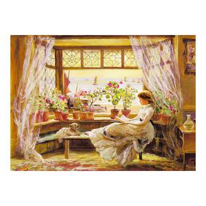 DIY 보석십자수 독서하는 소녀 40x50cm 명화 캔버스형