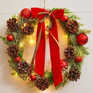 아스파시아 오델리 클래식 크리스마스 리스 + LED 전구 세트