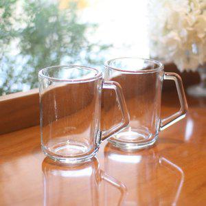 갤러리아 2개세트 글라스락 이지그립 머그컵 350ml 내열 강화유리 물컵