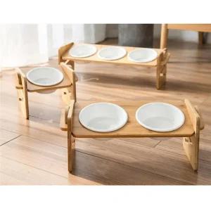 [트래블플래닛] 원목 1구 2구 높이조절 강아지 고양이 애완 밥그릇 식기