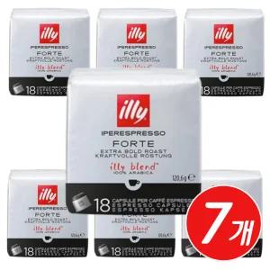 일리 강렬한 로스팅 캡슐커피 에스프레소 아라비카 원두 포르테 18캡슐 x 7개 대용량 회사 사무실 탕비실