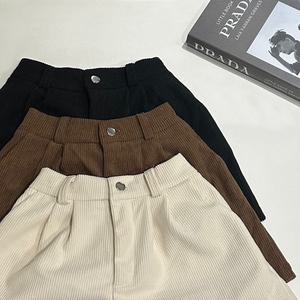 여성 뒷밴딩 코듀로이 반바지 골덴 숏 팬츠 바지 [3color 핀턱 포켓 4부 겨울 A라인 아이보리 브라운 블랙]