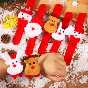 크리스마스 패션 팔찌 원터치 자동 산타 루돌프 눈사람 커플템 우정템 스팽글 인형 아이템