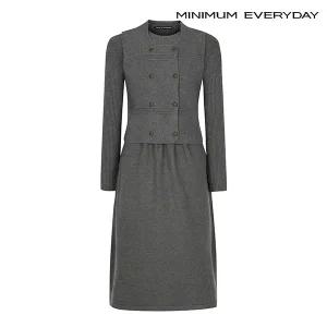 [롯데백화점]미니멈 [미니멈 에브리데이]더블 버튼 니트 베스트 세트 골지 롱 원피스 (EA3OW022D)