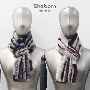 [진도 끌레베]역시즌 특가 진도 쉬본 밍크 링 머플러 -그레이 멀티,레드 멀티(AM63)