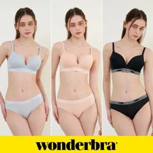 [Wonderbra] 스포츠 아웃밴드 노와이어 브라팬티 6종세트 블루+베이지+블랙 WBW4