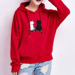 여성 5컬러 귀여운 냥이 캐릭터 데일리 후드티셔츠