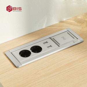 BIS 빌트인콘센트 2구 BID-202MW 블랙 테이블 매립 USB 회전콘센트 무선충전