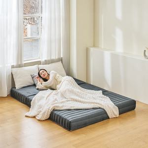 더릭스홈 3단 접이식 푹신탄탄한 매트리스 침대 토퍼 바닥 수면매트 10cm Q (퀸)